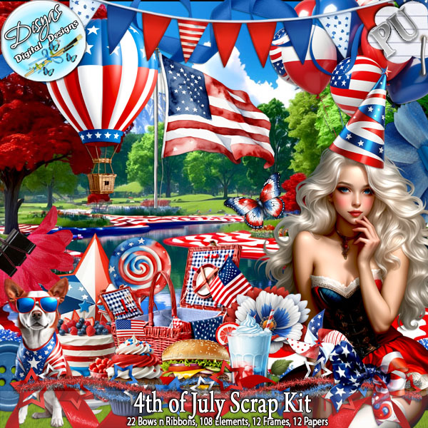 4TH OF JULY SCRAP KIT - TAGGER SIZE by Disyas - Click Image to Close